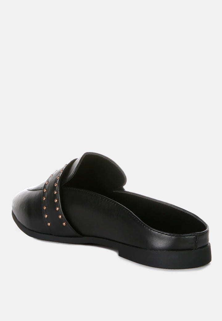 walkout faux leather studded detail mules by ruw#color_black