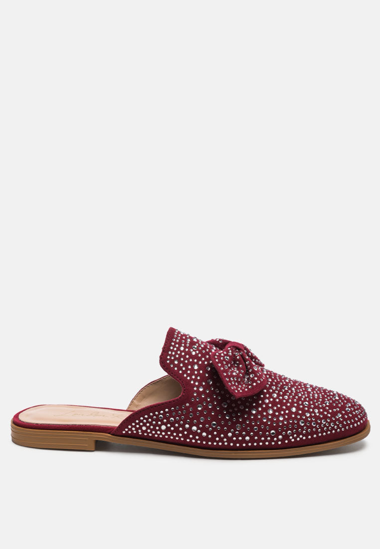 whoopie embellished casual bow mules by ruw#color_red