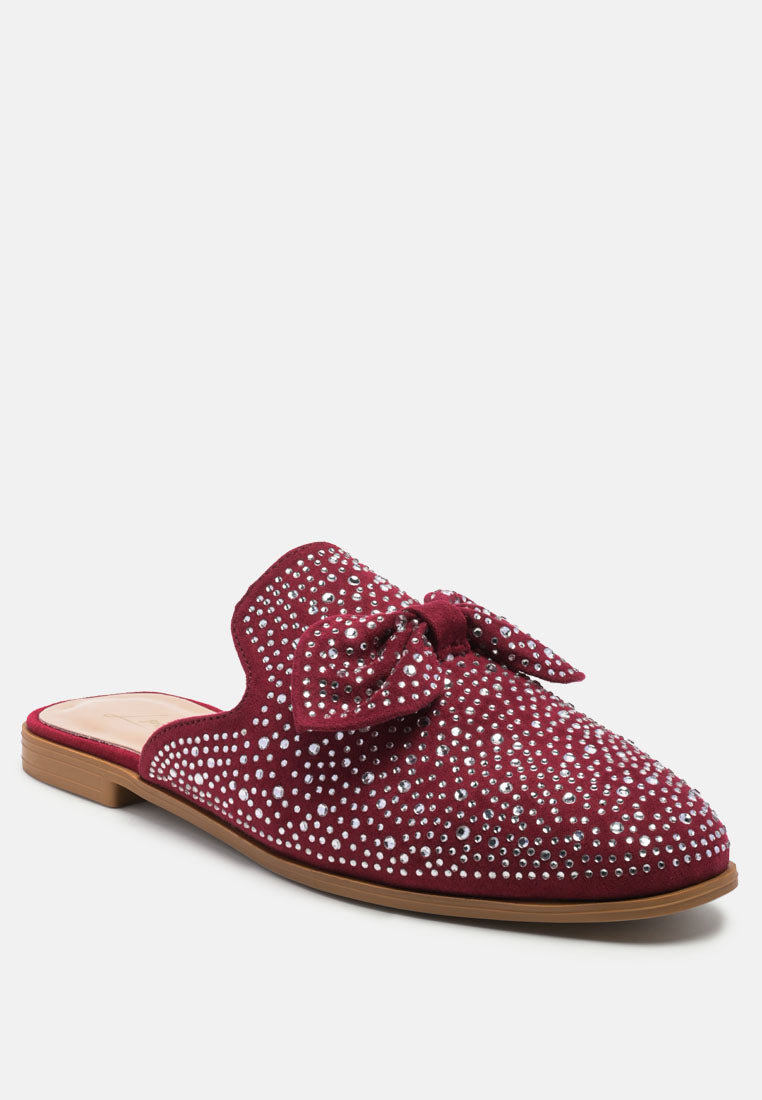 whoopie embellished casual bow mules by ruw#color_red