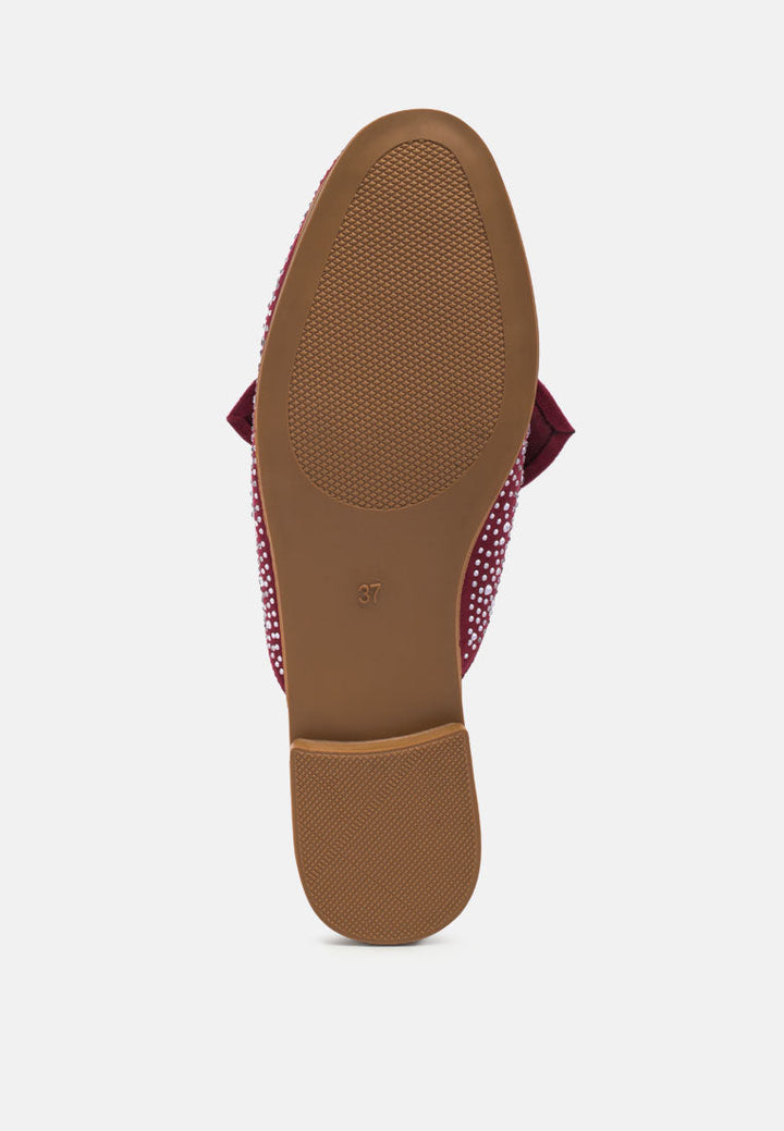 whoopie embellished casual bow mules by ruw#color_red