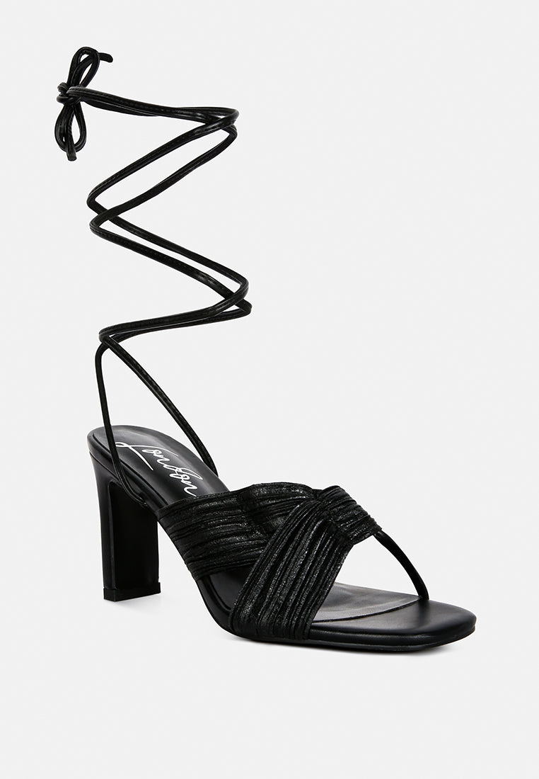 xuxa metallic tie up italian block heel sandals by ruw#color_black