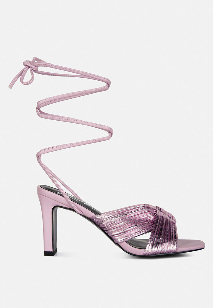 xuxa metallic tie up italian block heel sandals by ruw#color_purple