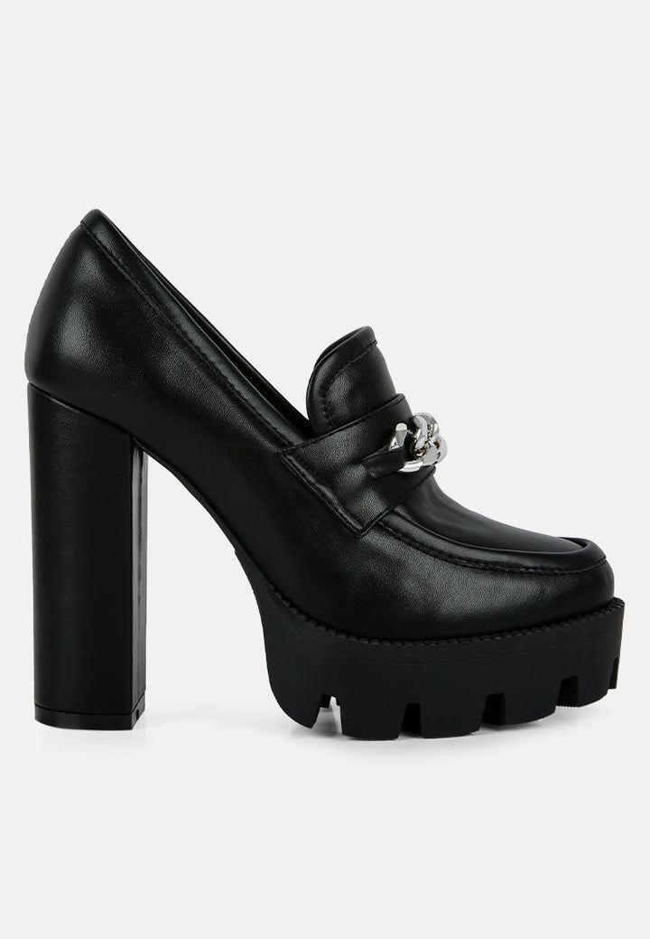 y2k chunky high block heeled loafers by ruw#color_black