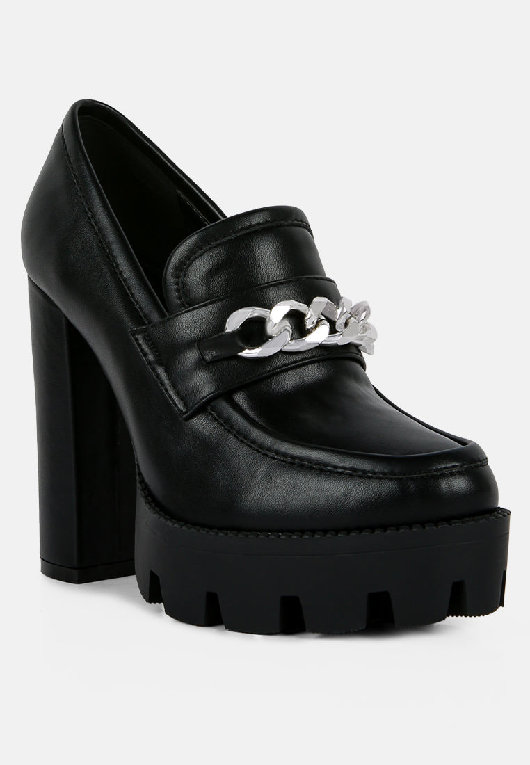 y2k chunky high block heeled loafers by ruw#color_black