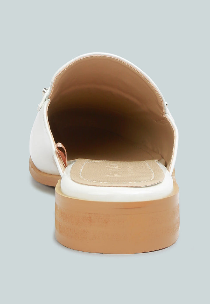 yashta patent studded flat mules by ruw#color_white