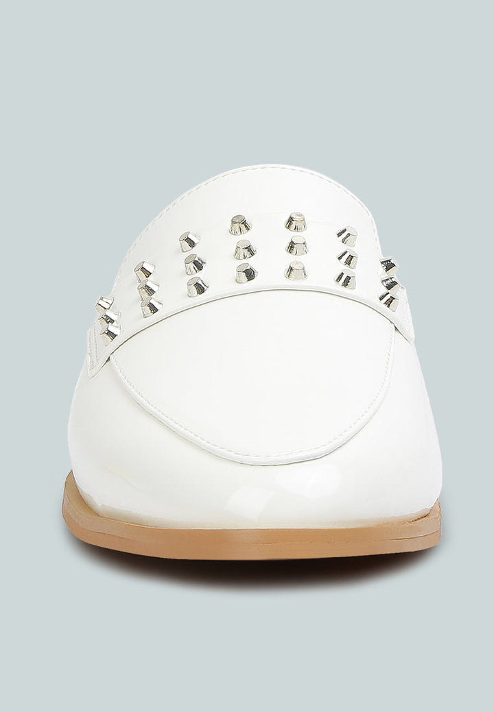 yashta patent studded flat mules by ruw#color_white