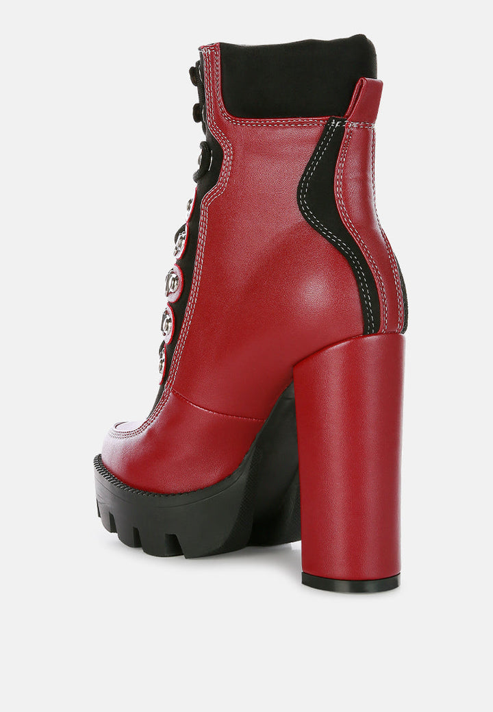 yeti high heel lace up biker boots by ruw#color_burgundy-black