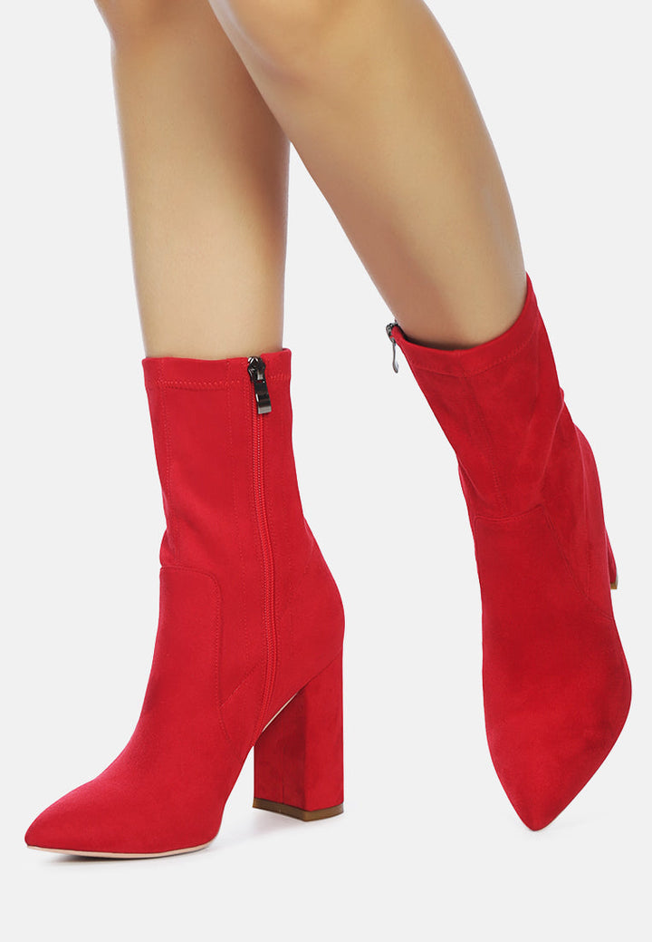 zahara faux suede block heeled boots by ruw#color_red